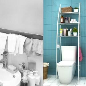 3 szintes fém polcrendszer, tároló, WC fölé, 163cm, fehér (vitorla)