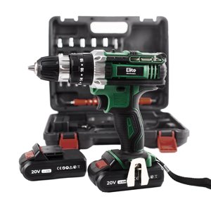 Elite® akkus ütvefúró és csavarozó szett 2 db 20V-os Li-ion akksival + 28 db kiegészítővel kofferben E-CHD20-28B