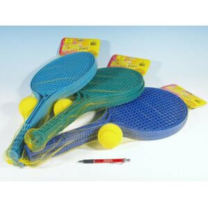 Teddies Puha tenisz műanyag színes + labda 53 cm hálóban
