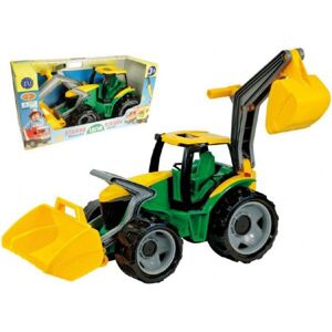 Traktor kanállal és kotrógéppel műanyag zöld-sárga 65 cm
