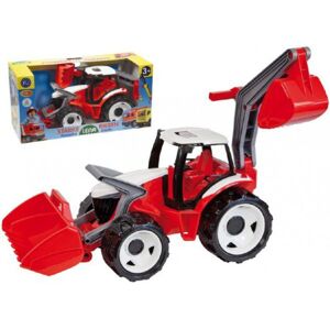 Traktor kanállal és kotrógéppel műanyag piros-fehér 65 cm