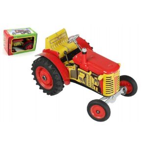 Traktor Zetor piros kulcsos fém 14cm 1:25 Kovap dobozban
