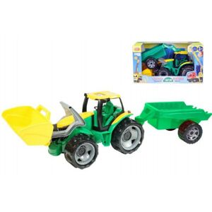 Traktor 60 cm kanállal 45 cm pótkocsival műanyag dobozban