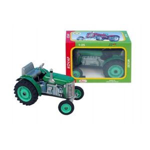Traktor Zetor zöld kulcsos fém 14cm 1:25 Kovap dobozban