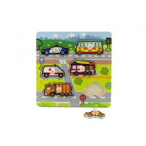 Fa kirakós játék autók 6 db 22,5 x 22,5 x 2,5 cm 1+