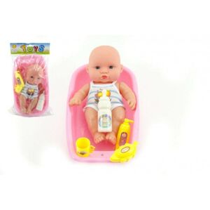 Játékbaba műanyag tartozékkal 18 cm