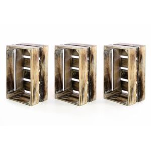 DIVERO Kerti fa tároló doboz 3 db VINTAGE 44 x 28 x 19 barna