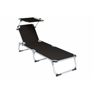 DIVERO Összecsukható kerti nyugágy tetővel 187 cm fekete