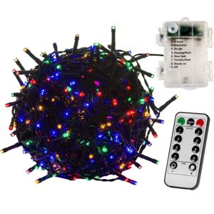 VOLTRONIC® Fényfüzér 100 LED Színes sötét 3AA elem + vezérlő