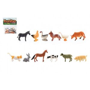 Teddies Mini állatok házi farm műanyag 12 db