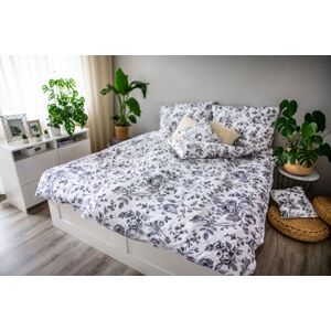 JAHU Ágynemű készlet  EMA BW Flower pamut-szatén 3 részes