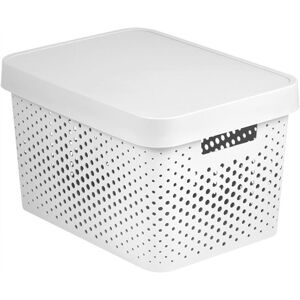 Curver Tárolódoboz Infinity Dots 17 L fedeles fehér