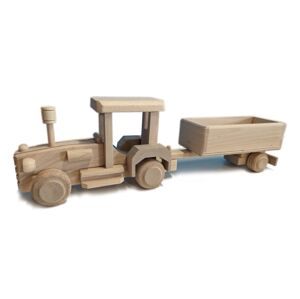 Fa traktor utánfutóval 42 x 8 x 13 cm