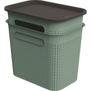 BRISEN Tároló doboz szett fedéllel 7 L 2 db zöld