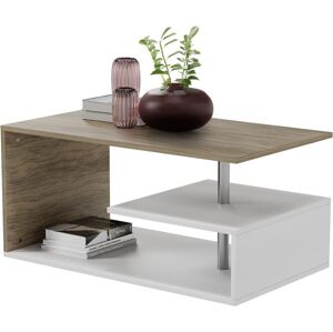 MIADOMODO Dohányzóasztal  90 x 50 x 41 cm fehér/barna